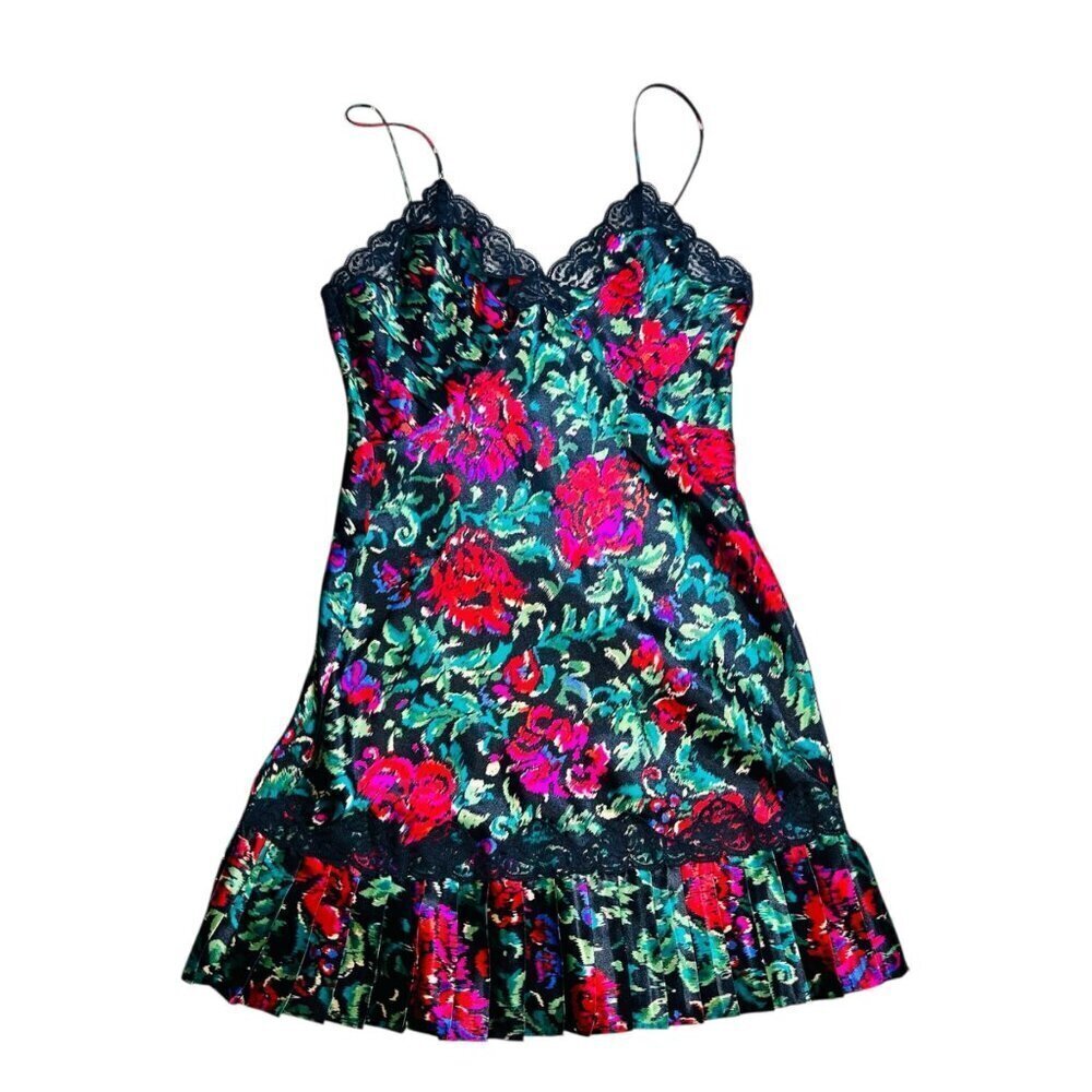 Victoria’s Secret Gold Label Small Floral Lace Slip Dress Pleats